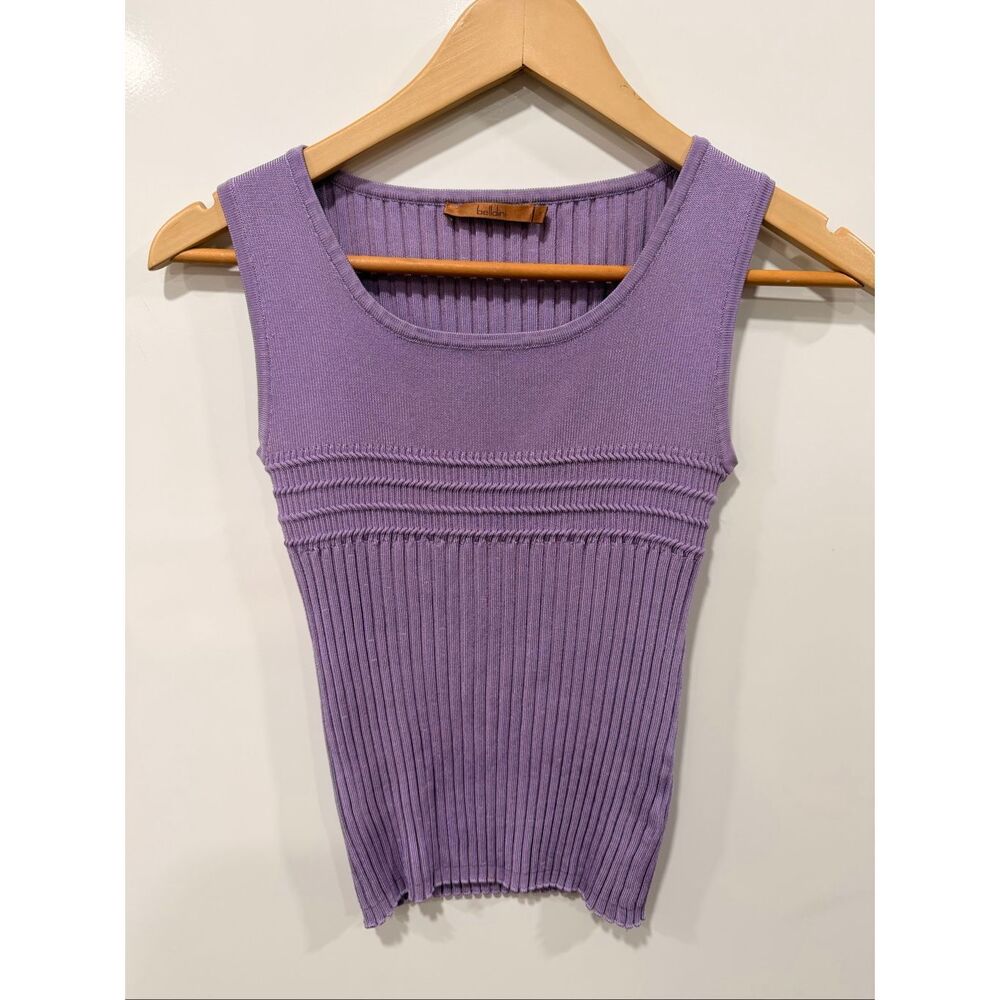 Belldini Ribbed Knit Tank Top Small Lavender Purple